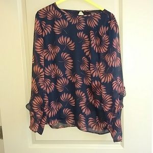 Longsleeve Printed Shirt- sheer, but lined.